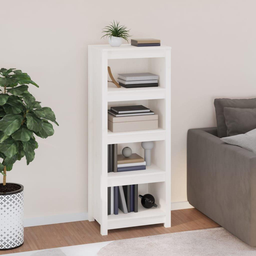 Book Cabinet White 50x35x125.5 cm Solid Wood Pine - image 1