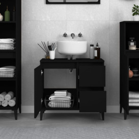 Bathroom Cabinet Black 65x33x60 cm Engineered Wood - thumbnail 3