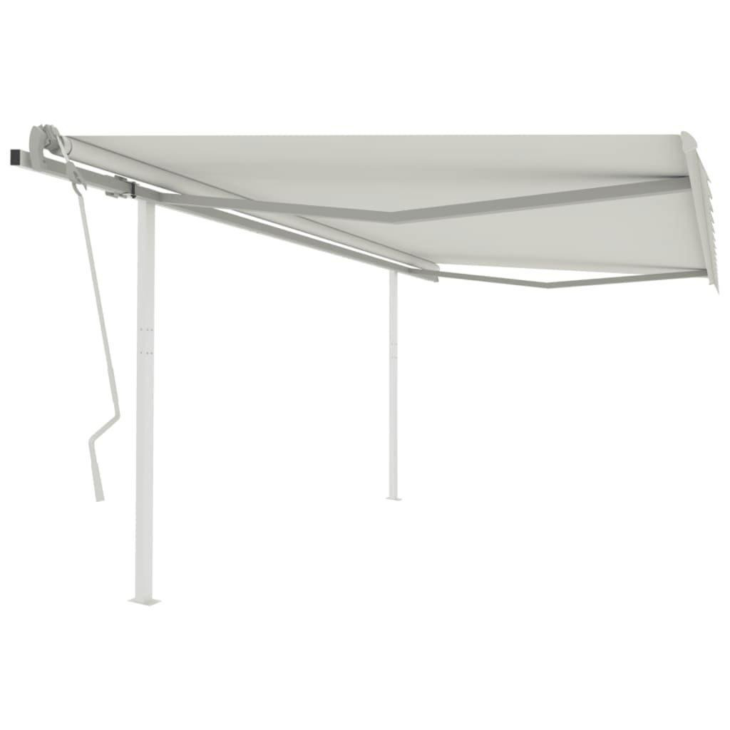 Manual Retractable Awning with Posts 4x3 m Cream - image 1