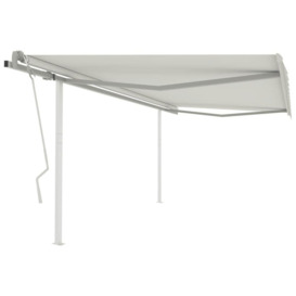 Manual Retractable Awning with Posts 4x3 m Cream - thumbnail 1