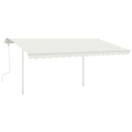 Manual Retractable Awning with Posts 4x3 m Cream - thumbnail 2