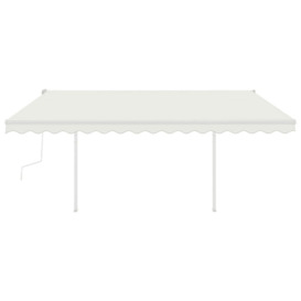 Manual Retractable Awning with Posts 4x3 m Cream - thumbnail 3