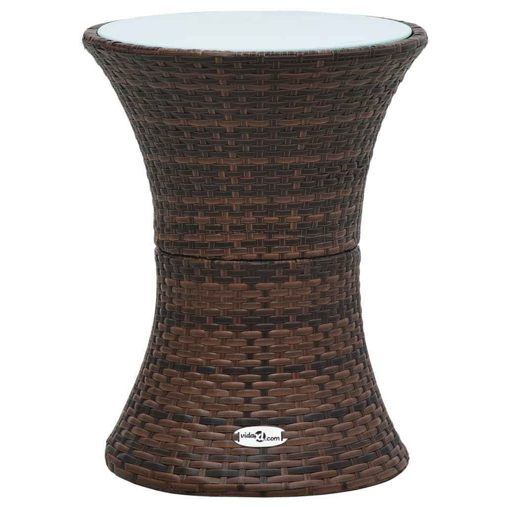 Garden Side Table Drum Shape Brown Poly Rattan - image 1