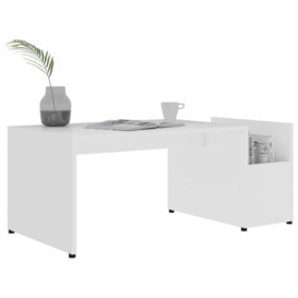 Coffee Table White 90x45x35 cm Engineered Wood - thumbnail 3