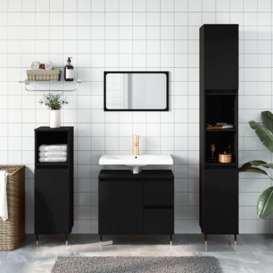 Bathroom Cabinet Black 65x33x60 cm Engineered Wood - thumbnail 1