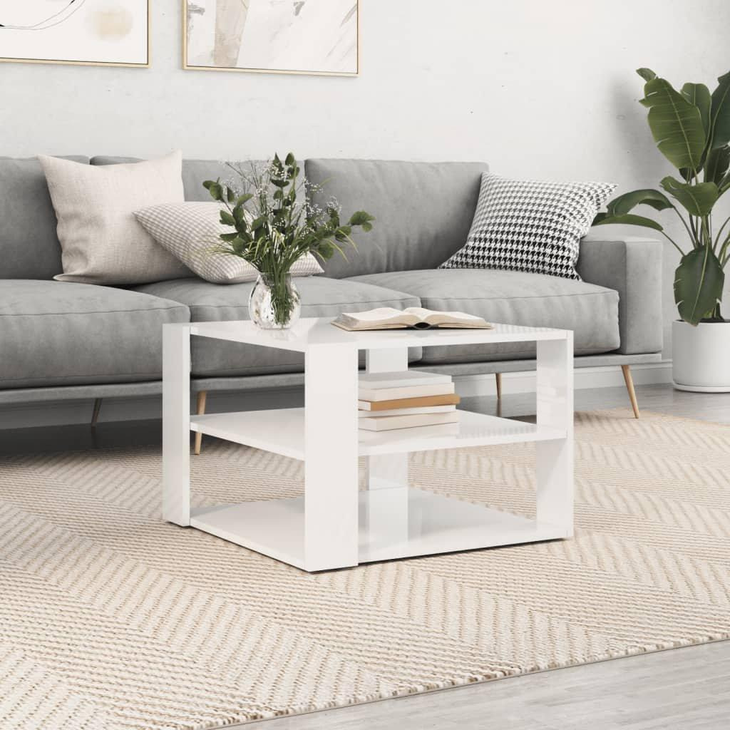 Coffee Table High Gloss White 59.5x59.5x40 cm Engineered Wood - image 1