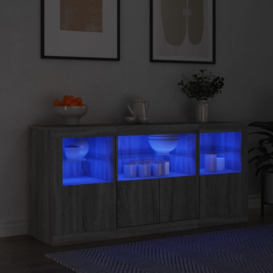 Sideboard with LED Lights Grey Sonoma 142.5x37x67 cm
