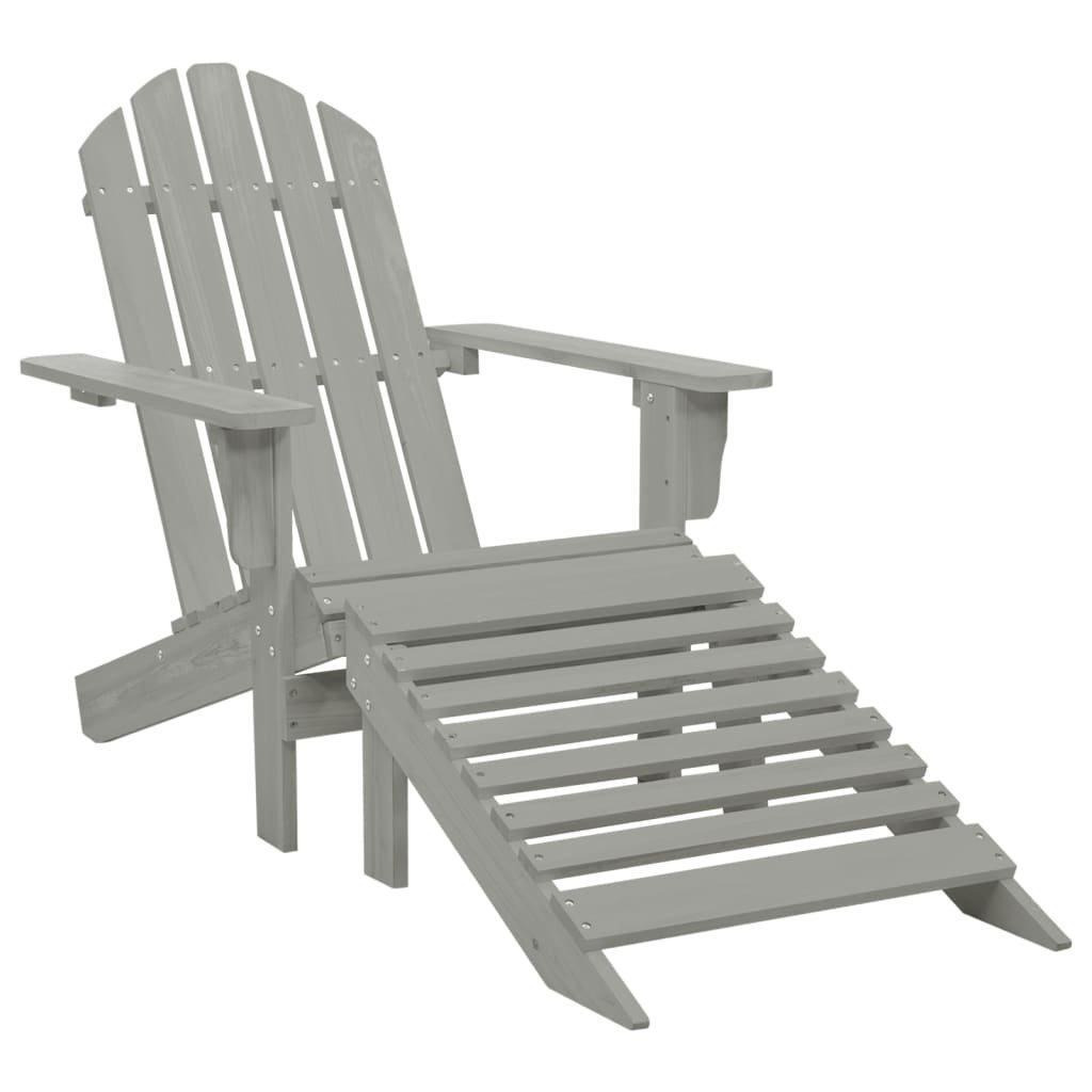 Garden Chair with Ottoman Wood Grey - image 1