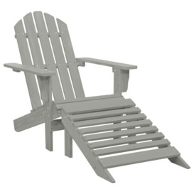 Garden Chair with Ottoman Wood Grey - thumbnail 1