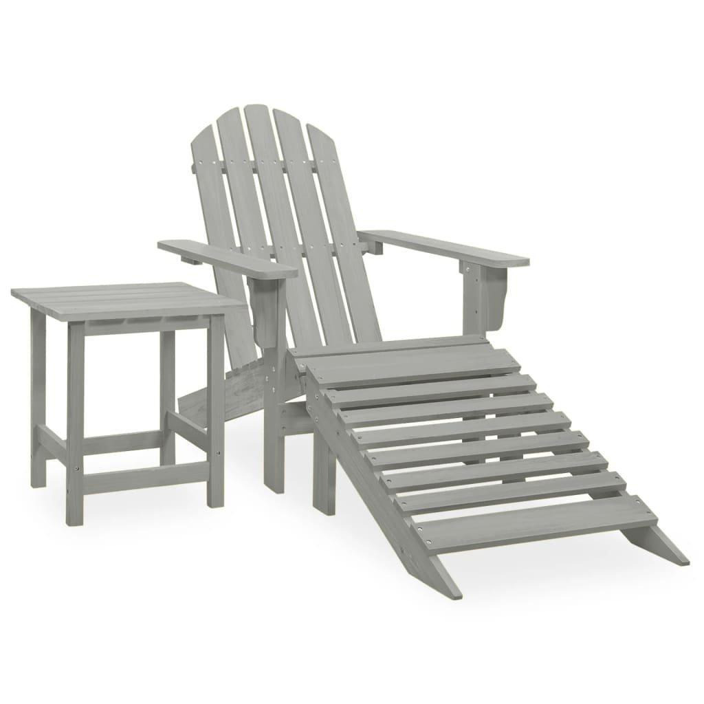 Garden Adirondack Chair with Ottoman&Table Solid Fir Wood Grey - image 1