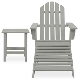Garden Adirondack Chair with Ottoman&Table Solid Fir Wood Grey - thumbnail 2
