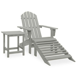 Garden Adirondack Chair with Ottoman&Table Solid Fir Wood Grey - thumbnail 1