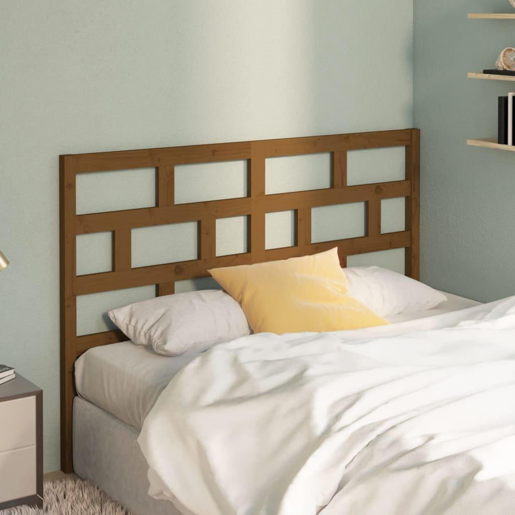 Bed Headboard Honey Brown 126x4x100 cm Solid Wood Pine - image 1