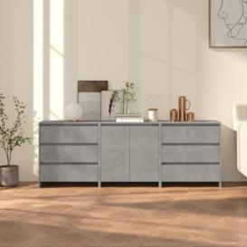 3 Piece Sideboard Concrete Grey Engineered Wood