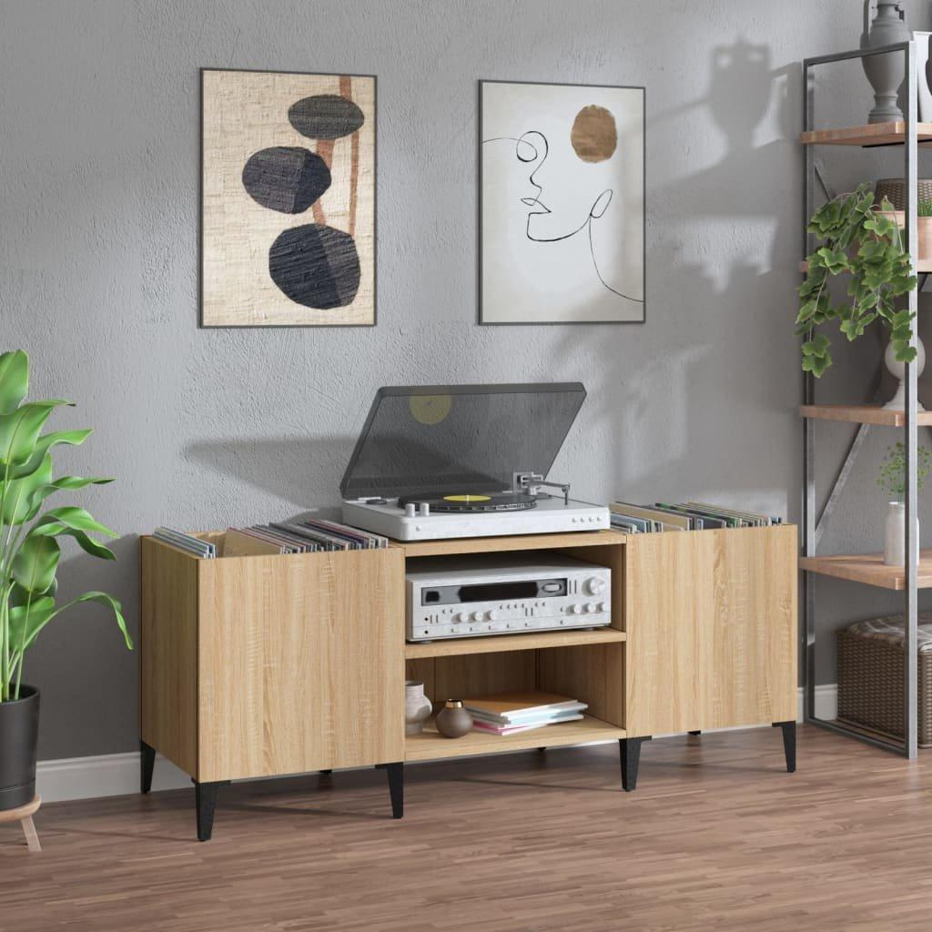 Record Cabinet Sonoma Oak 121x38x48 cm Engineered Wood - image 1