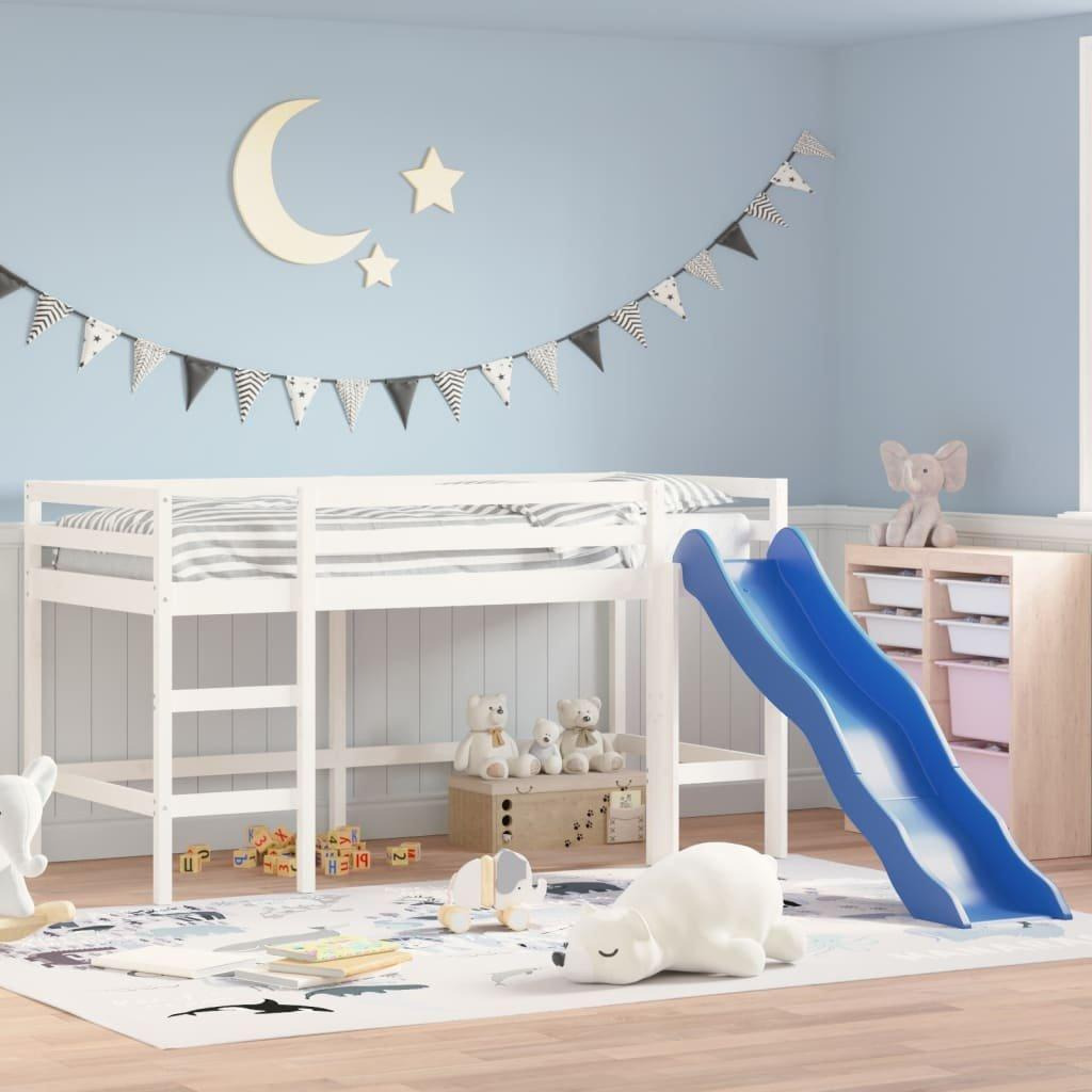 Kids' Loft Bed with Slide White 90x190 cm Solid Wood Pine - image 1