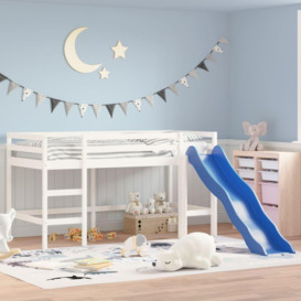 Kids' Loft Bed with Slide White 90x190 cm Solid Wood Pine