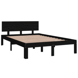 Bed Frame Black Solid Wood 120x190 cm Small Double - thumbnail 3