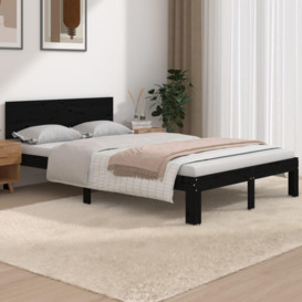 Bed Frame Black Solid Wood 120x190 cm Small Double - thumbnail 1