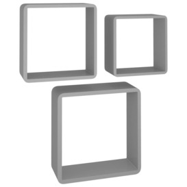 Wall Cube Shelves 3 pcs Grey MDF - thumbnail 2