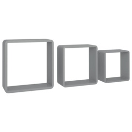 Wall Cube Shelves 3 pcs Grey MDF - thumbnail 3