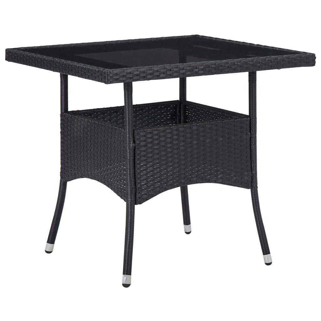 Outdoor Dining Table Black Poly Rattan and Glass - image 1