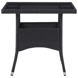 Outdoor Dining Table Black Poly Rattan and Glass - thumbnail 2