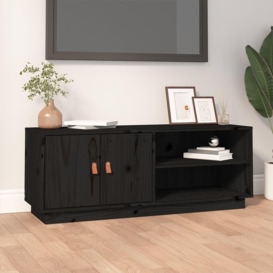 TV Cabinet Black 105x34x40 cm Solid Wood Pine
