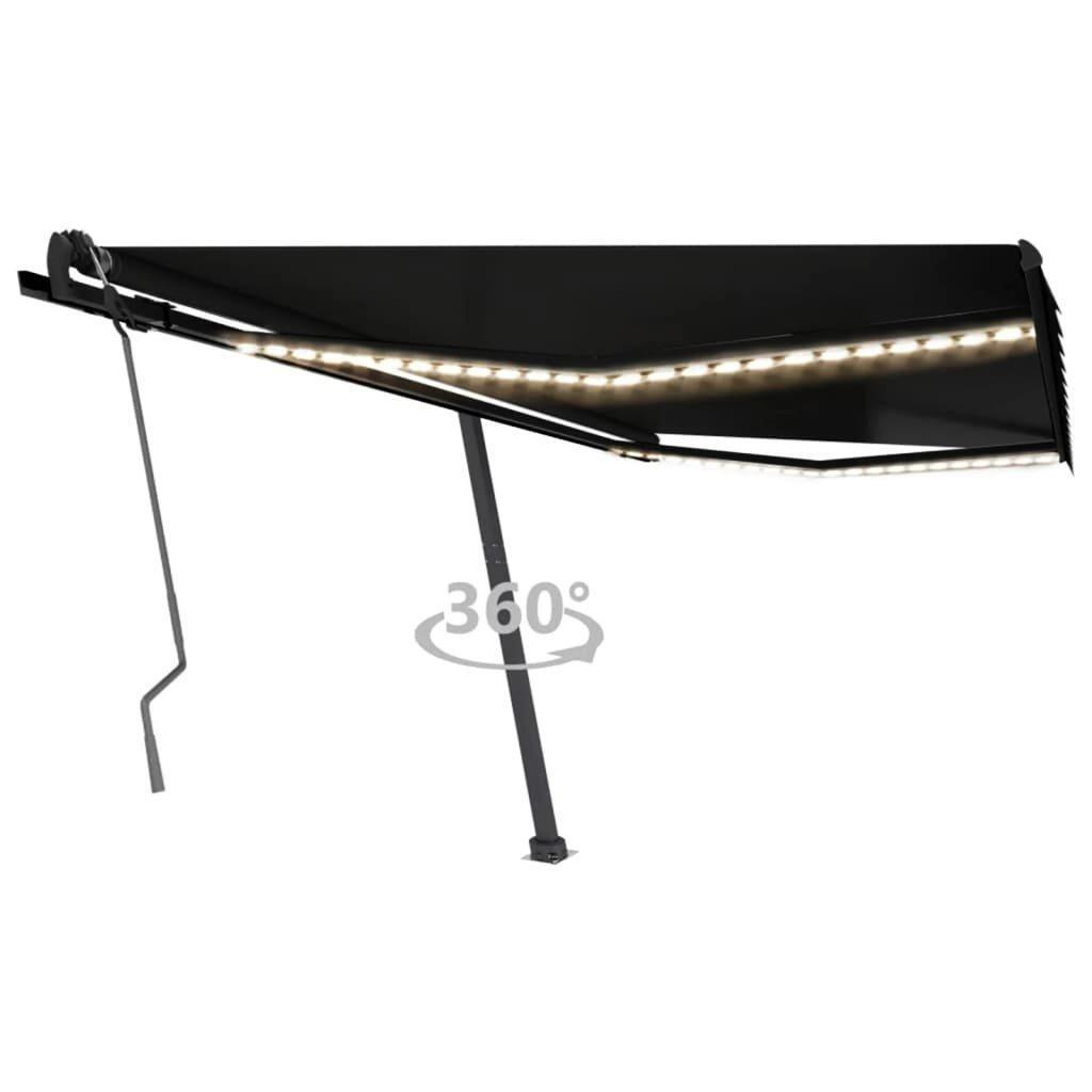 Manual Retractable Awning with LED 400x350 cm Anthracite - image 1