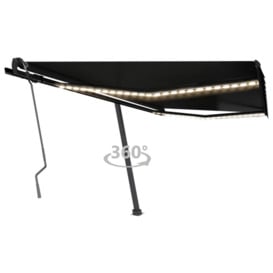 Manual Retractable Awning with LED 400x350 cm Anthracite - thumbnail 1
