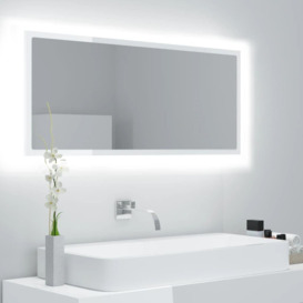 LED Bathroom Mirror High Gloss White 100x8.5x37 cm Acrylic - thumbnail 1