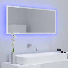 LED Bathroom Mirror High Gloss White 100x8.5x37 cm Acrylic - thumbnail 3