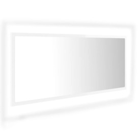 LED Bathroom Mirror High Gloss White 100x8.5x37 cm Acrylic - thumbnail 2
