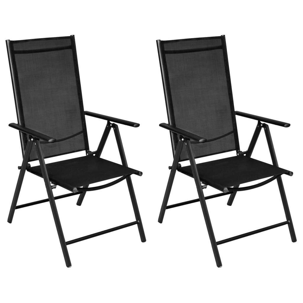 Folding Garden Chairs 2 pcs Aluminium and Textilene Black - image 1