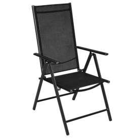Folding Garden Chairs 2 pcs Aluminium and Textilene Black - thumbnail 2