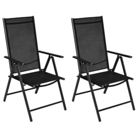 Folding Garden Chairs 2 pcs Aluminium and Textilene Black - thumbnail 1