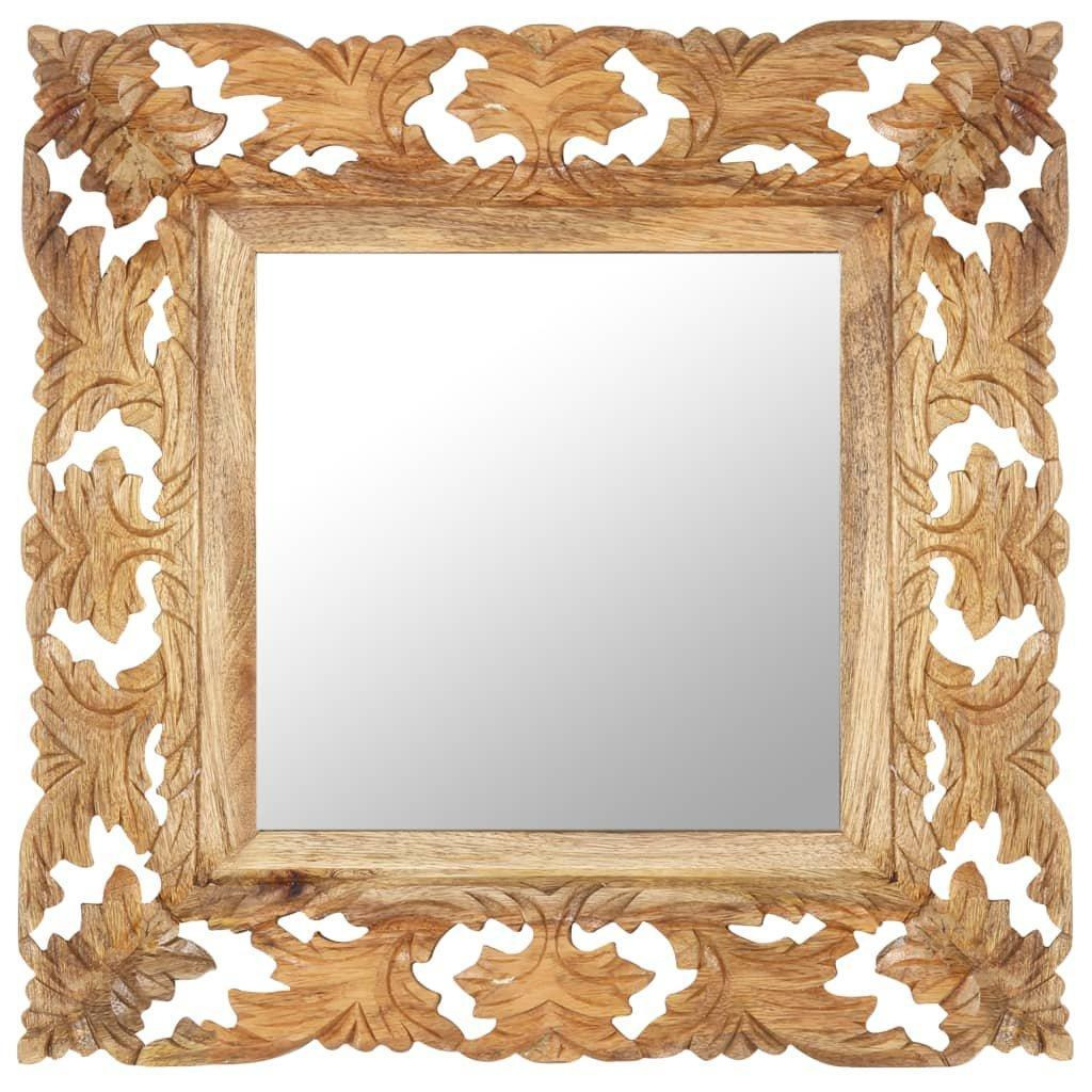 Hand Carved Mirror Brown 50x50 cm Solid Mango Wood - image 1