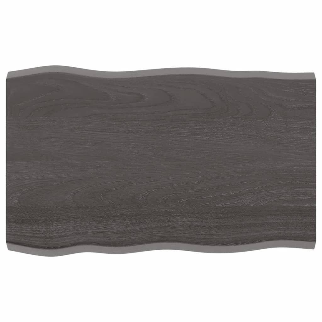 Table Top Dark Grey 80x50x(2-4) cm Treated Solid Wood Live Edge - image 1