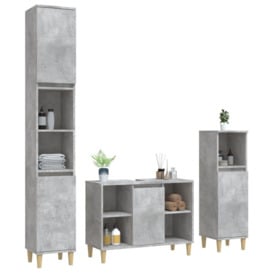 3 Piece Bathroom Furniture Set Concrete Grey Engineered Wood - thumbnail 3