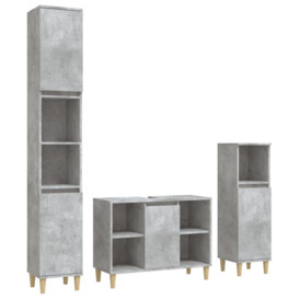 3 Piece Bathroom Furniture Set Concrete Grey Engineered Wood - thumbnail 2