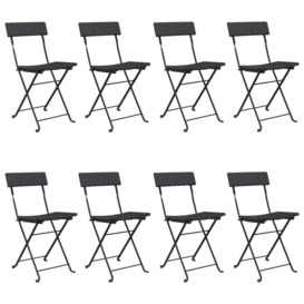 Folding Bistro Chairs 8 pcs Black Poly Rattan and Steel - thumbnail 2