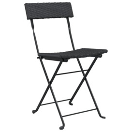Folding Bistro Chairs 8 pcs Black Poly Rattan and Steel - thumbnail 3