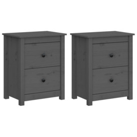 Bedside Cabinets 2 pcs Grey 50x35x61.5 cm Solid Wood Pine - thumbnail 2