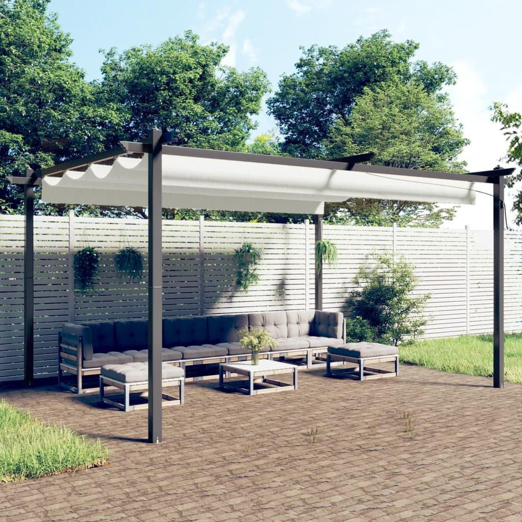 Garden Gazebo with Retractable Roof 4x3 m Cream - image 1