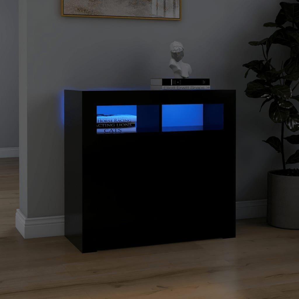 Sideboard with LED Lights Black 80x35x75 cm - image 1