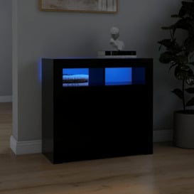 Sideboard with LED Lights Black 80x35x75 cm - thumbnail 1
