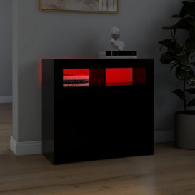 Sideboard with LED Lights Black 80x35x75 cm - thumbnail 3