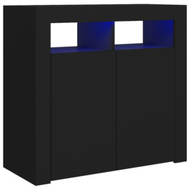Sideboard with LED Lights Black 80x35x75 cm - thumbnail 2