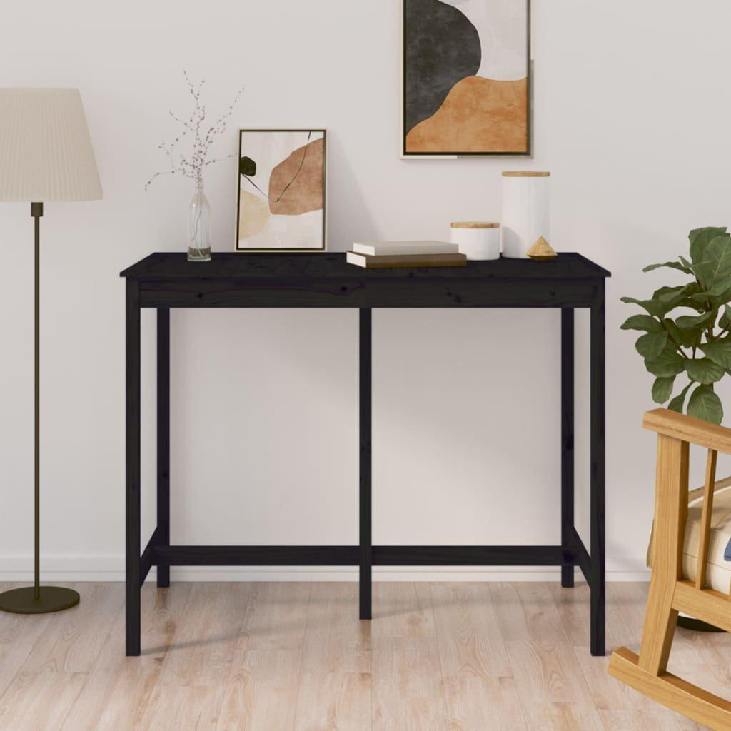 Bar Table Black 140x80x110 cm Solid Wood Pine - image 1