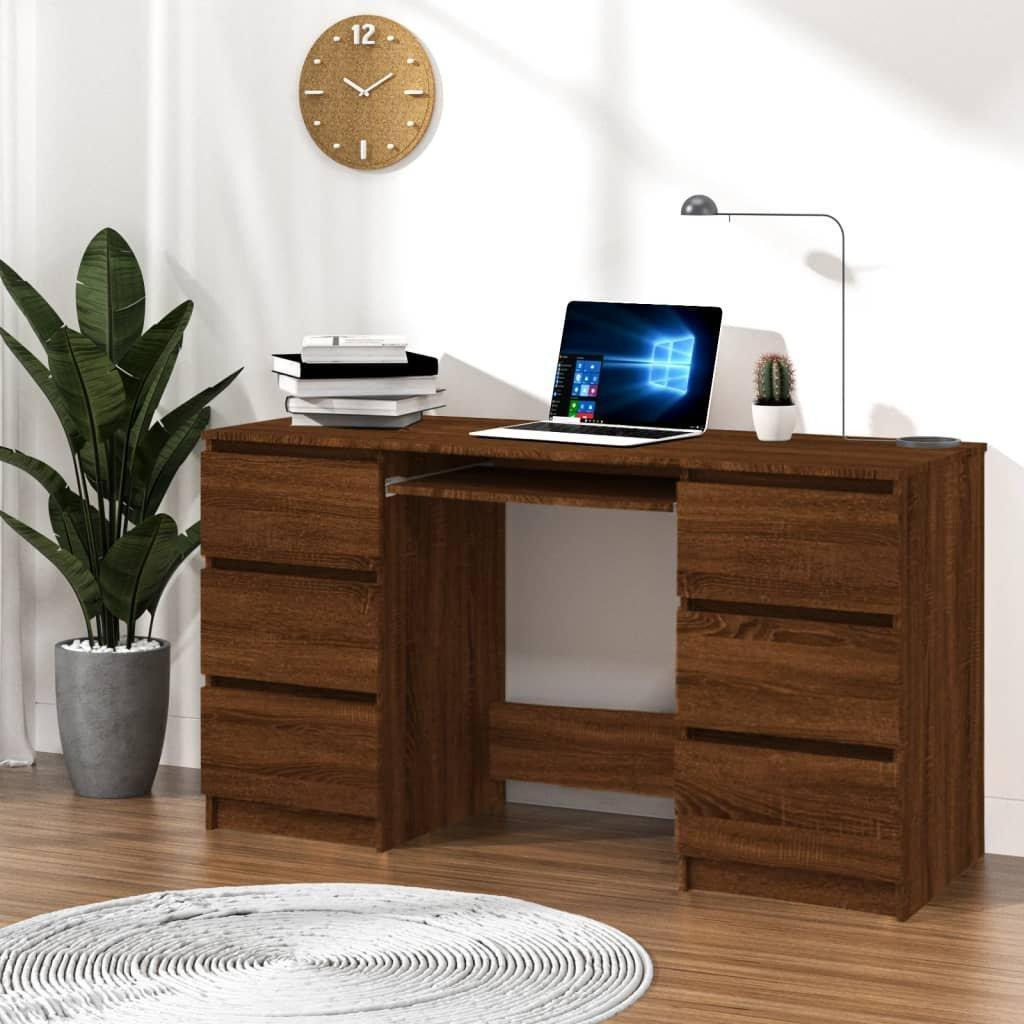 Writing Desk Brown Oak 140x50x77 cm Engineered Wood - image 1